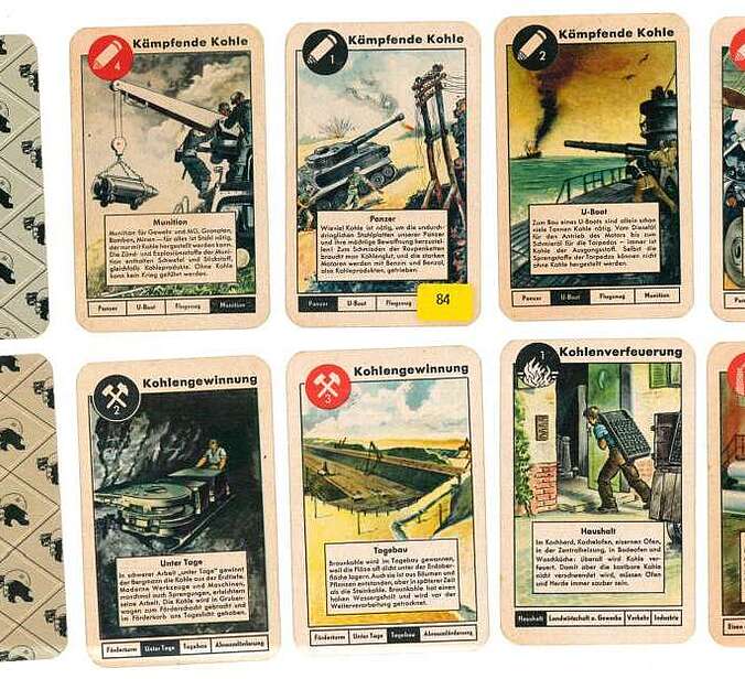Spielkarten des "Kohlenklau-Quartetts"