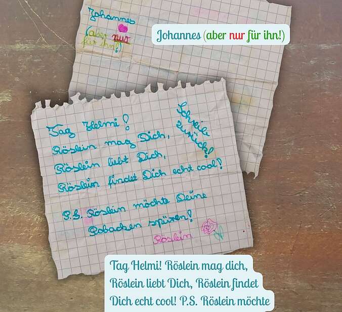 Vorder- und Rückseite eines karierten beschriebene Zettels.