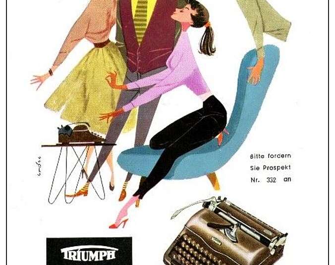 Alter Werbeflyer von Triumph für  die Schreibmaschine als Handschrift moderner Menschen