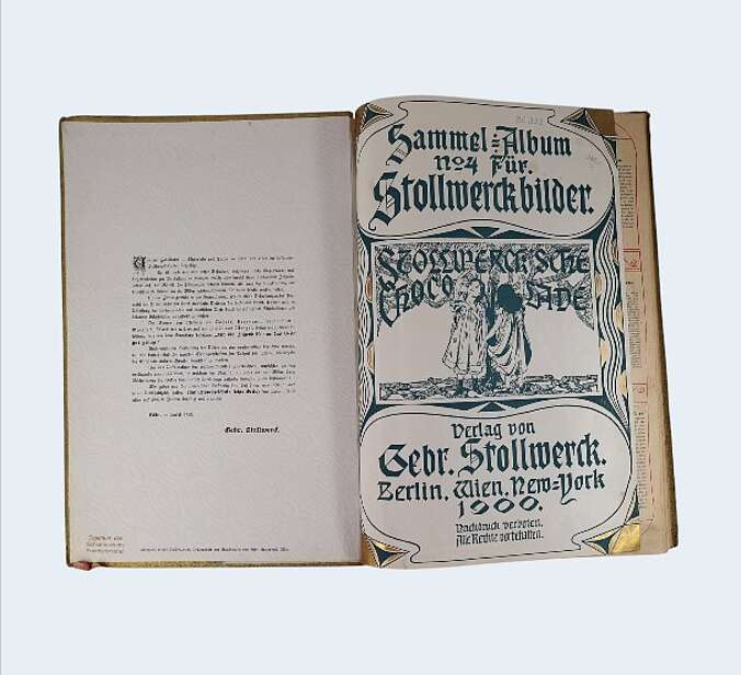 Eine Seite des Sammelalbums der Stollwerck Schokolade.