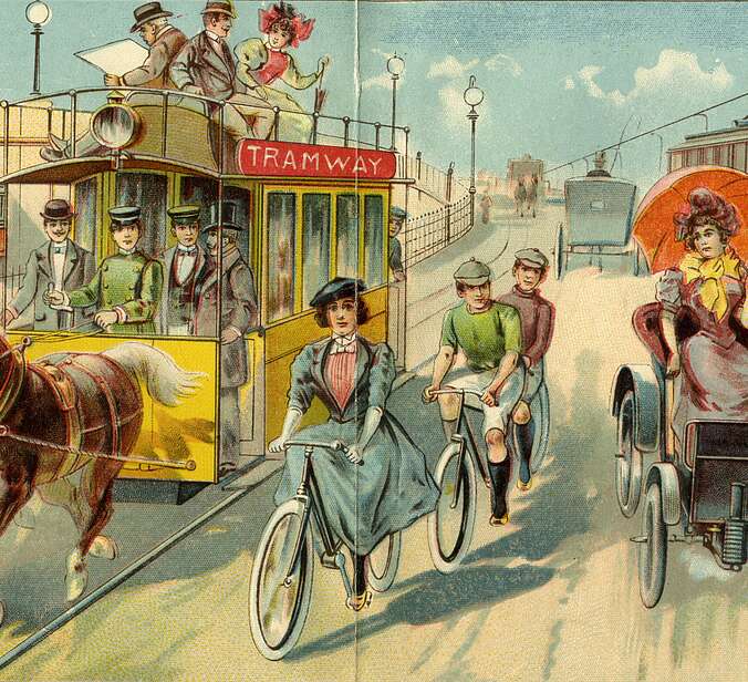 Ein altes Bilderbuch zeigt Straßenverkehr aus 1918