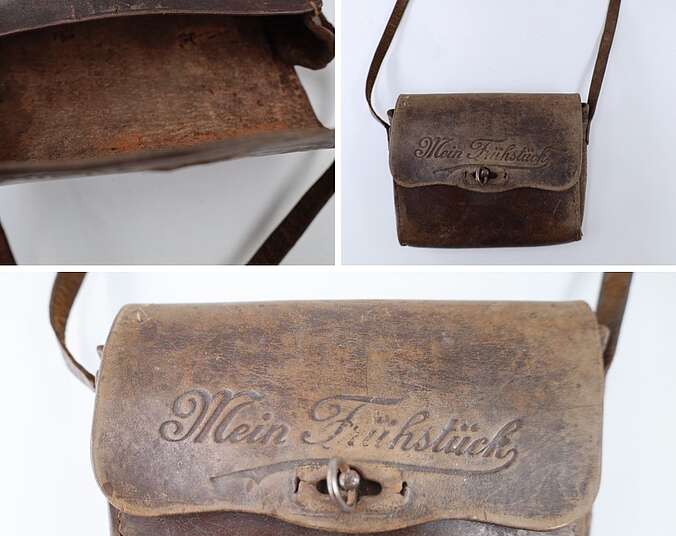 Eine Frühstückstasche aus Leder mit der Aufschrift "Mein Frühstück"